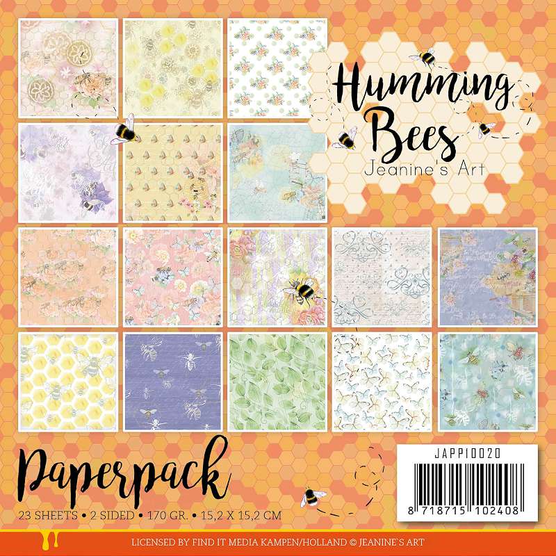 Find It Trading Jeanine's Art Paper Pack 6"X6" 23/Pkg-Humming Bees, Double-Sided