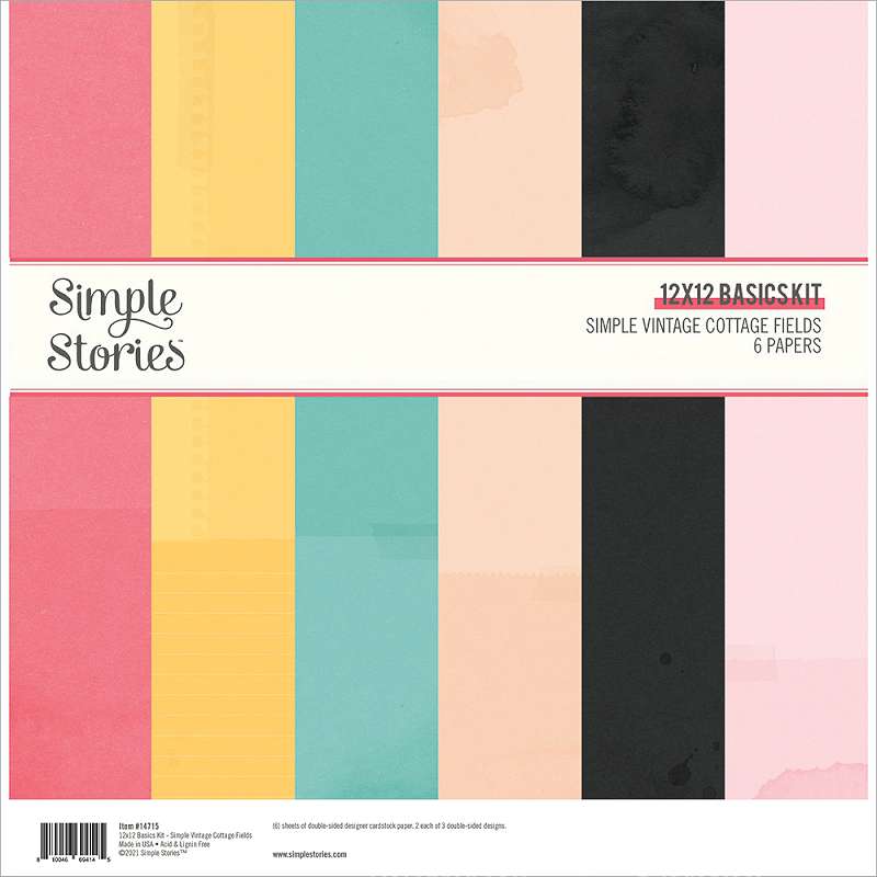 Simple Stories Basics Double-Sided Paper Pack 12"X12" 6/Pkg Simple Vintage Cottage Fields