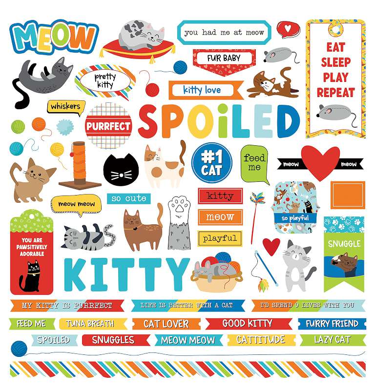 Meow Stickers 12"X12"-Elements