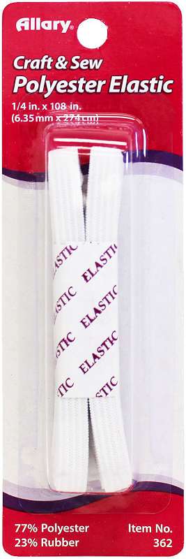 Allary Polyester Elastic .25"X3yd-White