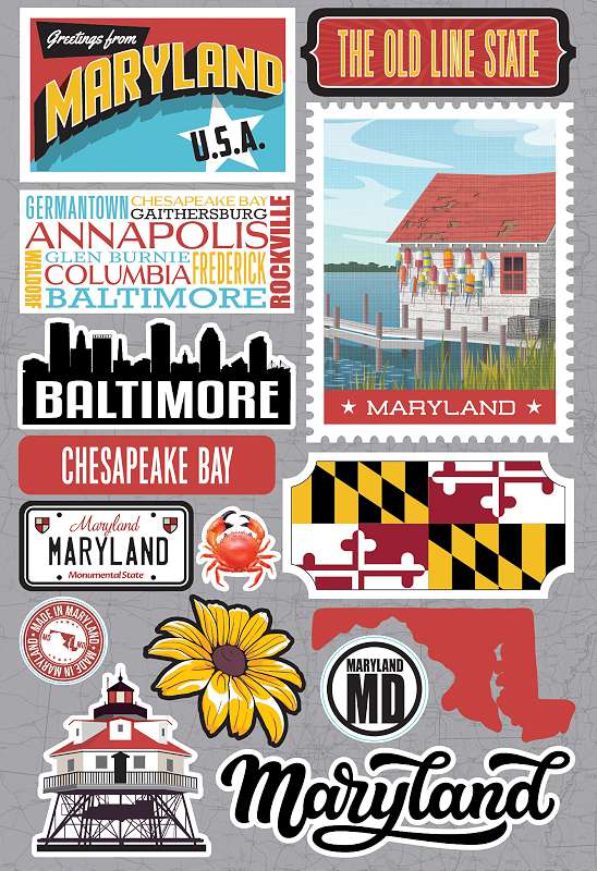 Reminisce Jet Setters 3.0 State Dimensional Stickers-Maryland