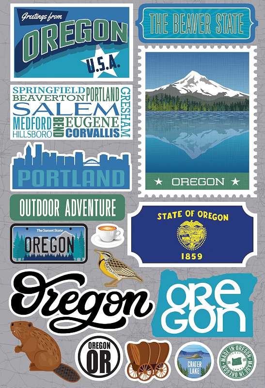 Reminisce Jet Setters 3.0 State Dimensional Stickers-Oregon
