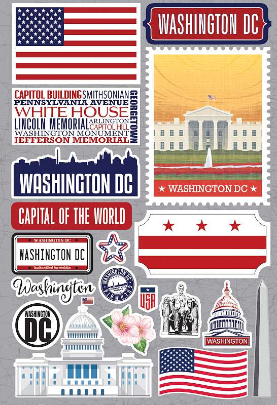 Reminisce Jet Setters 3.0 State Dimensional Stickers-Washington, DC