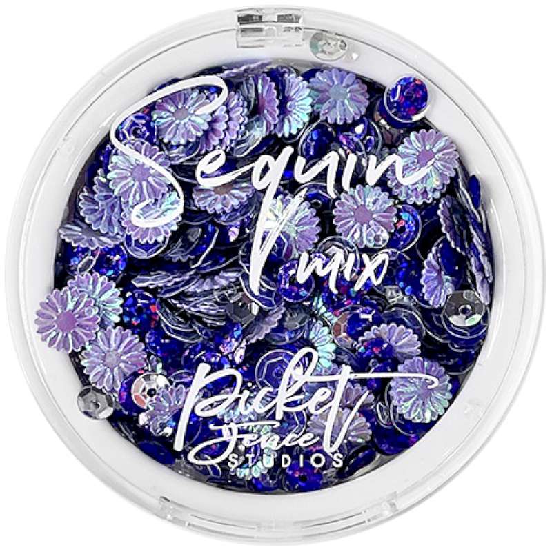 Picket Fence Sequin Mix-Purple Bottlecap Flowers