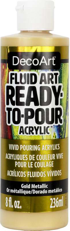 DecoArt FluidArt Ready-To-Pour Acrylic Paint 8oz-Gold Metallic