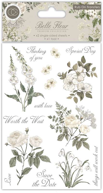 Craft Consortium Rub-On Transfers 2/Pkg-Belle Fleur