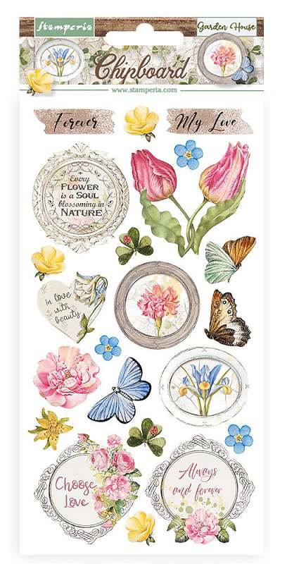 Stamperia Adhesive Chipboard 6"X12"-Elements, Romantic Garden House