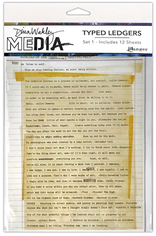 Dina Wakley Media Typed Ledgers 12/Sheets-Set 1