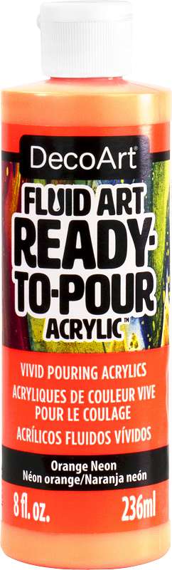 DecoArt FluidArt Ready-To-Pour Acrylic Paint 8oz-Neon Orange