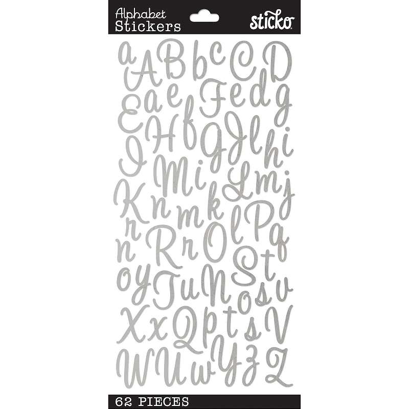 Sticko Alphabet Stickers-Sweetheart Script Silver Foil