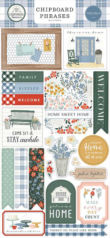 Farmhouse Summer Chipboard 6"X13"-Phrases