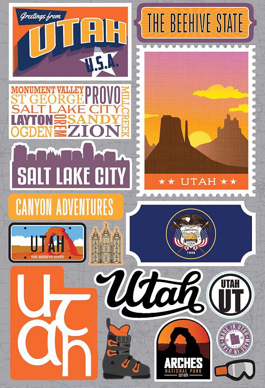 Reminisce Jet Setters 3.0 State Dimensional Stickers-Utah