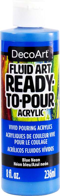 DecoArt FluidArt Ready-To-Pour Acrylic Paint 8oz-Neon Blue