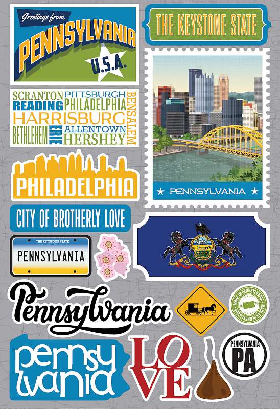 Reminisce Jet Setters 3.0 State Dimensional Stickers-Pennsylvania