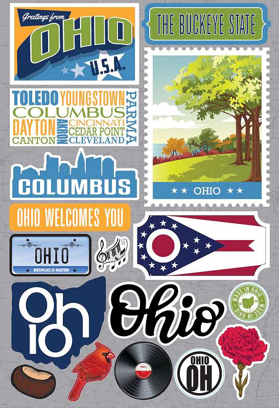Reminisce Jet Setters 3.0 State Dimensional Stickers-Ohio