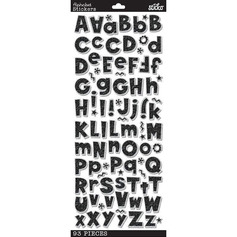 Sticko Alphabet Stickers-Black Glitter