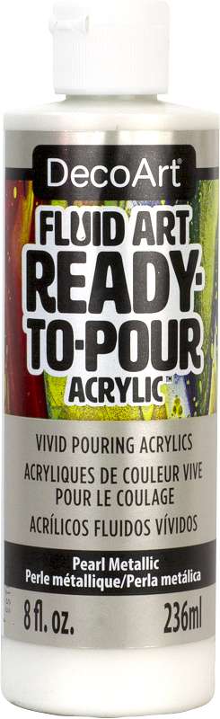 DecoArt FluidArt Ready-To-Pour Acrylic Paint 8oz-Pearl Metallic