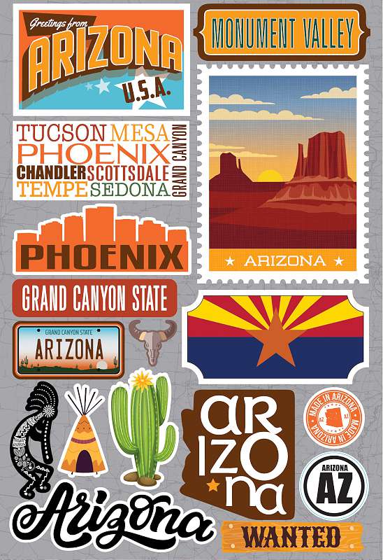 Reminisce Jet Setters 3.0 State Dimensional Stickers-Arizona