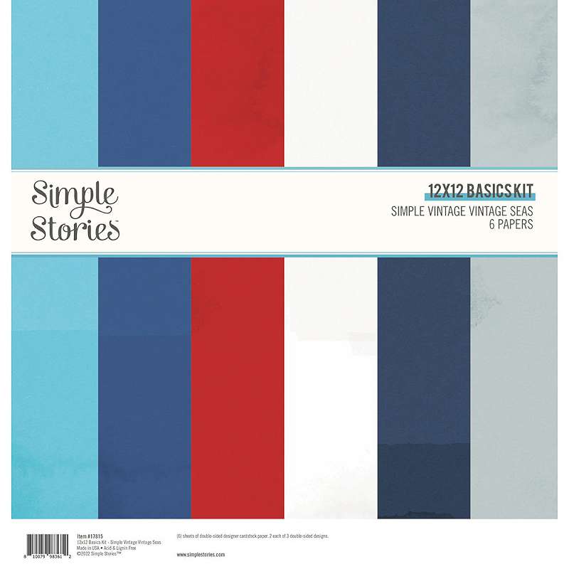 Simple Stories Basics Double-Sided Paper Pack 12"X12" 6/Pkg-Simple Vintage Vintage Seas