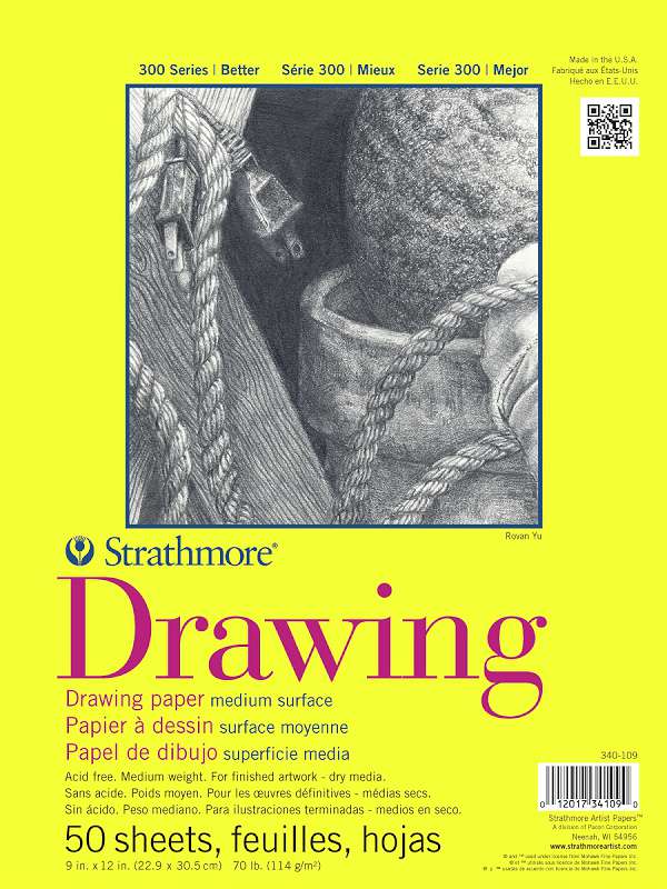 Strathmore Drawing Paper Pad Tape Bound 9"X12"-70lb, 50 Sheets