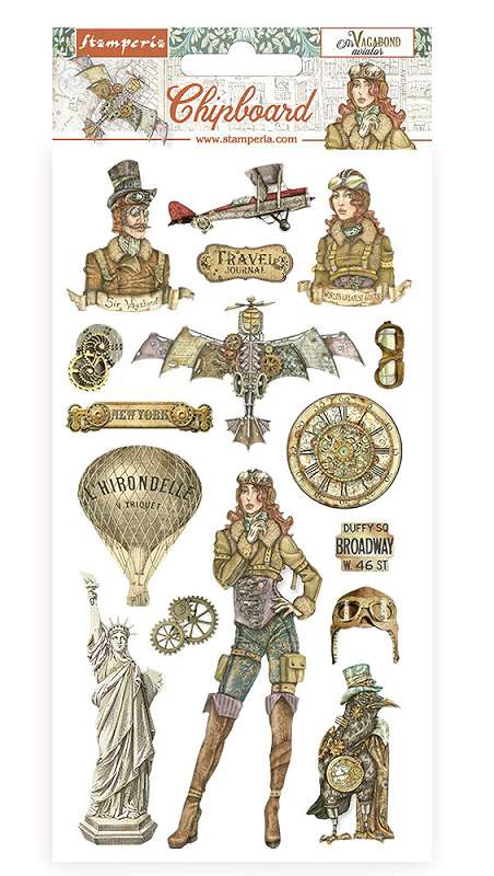 Stamperia Adhesive Chipboard 6"X12"-Sir Vagabond Aviator