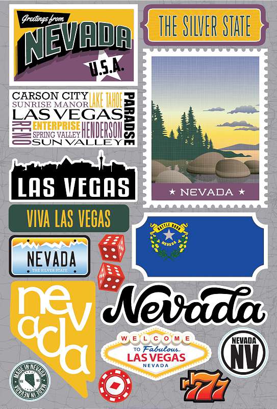 Reminisce Jet Setters 3.0 State Dimensional Stickers-Nevada