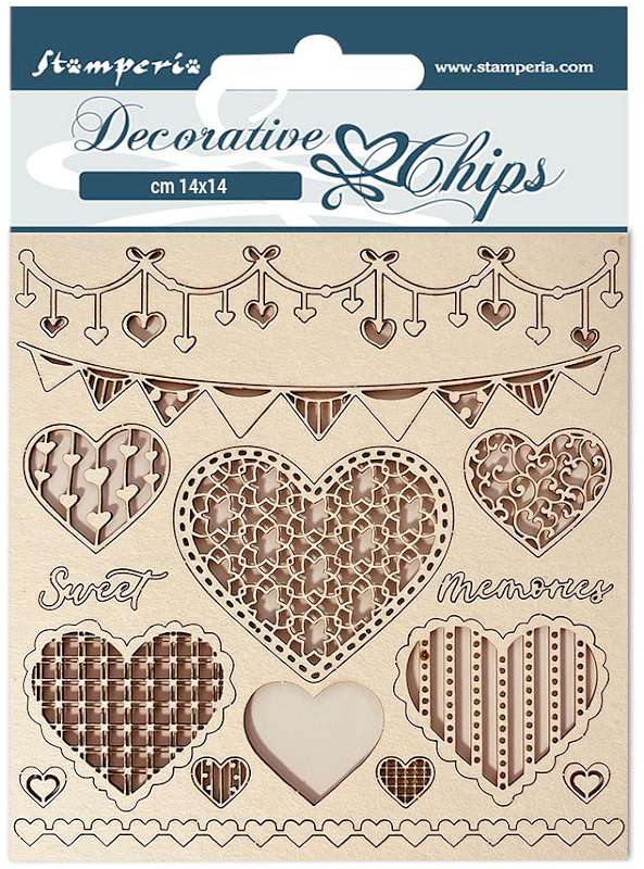Stamperia Decorative Chips 5.5"X5.5"-Day Dream Hearts