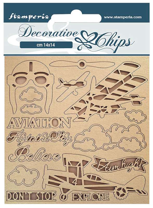 Stamperia Decorative Chips 5.5"X5.5"-Sir Vagabond Aviator Aviation