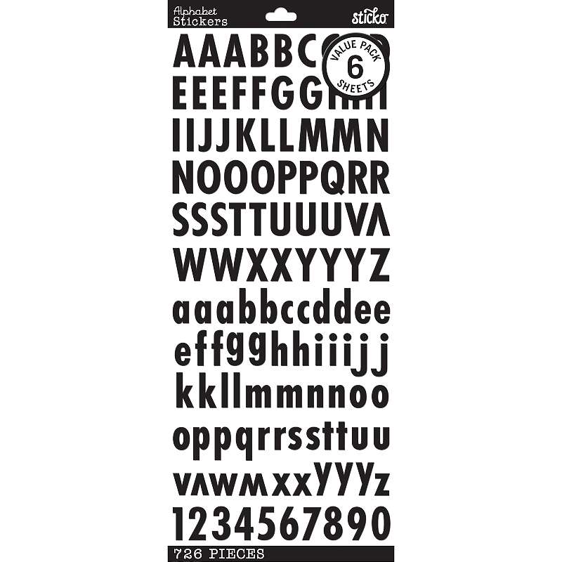 Sticko Alphabet Stickers-Black/Gold/Silver Futura