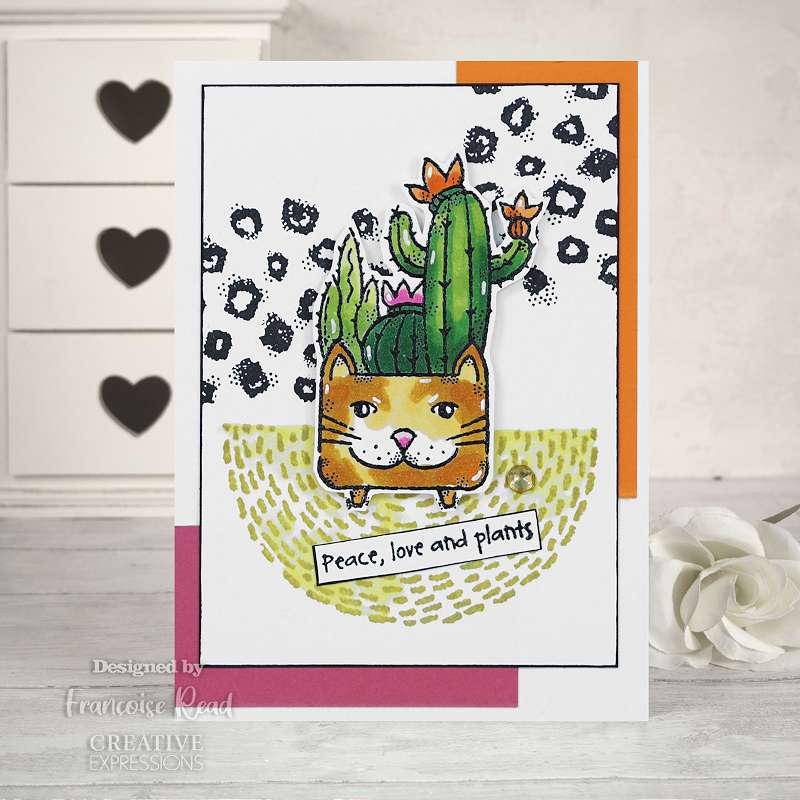Woodware Clear Stamp 3.8"X2.6"-Singles Cat Planter