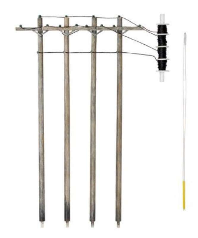 HO Single Crossbar Pre-Wired Poles (4)