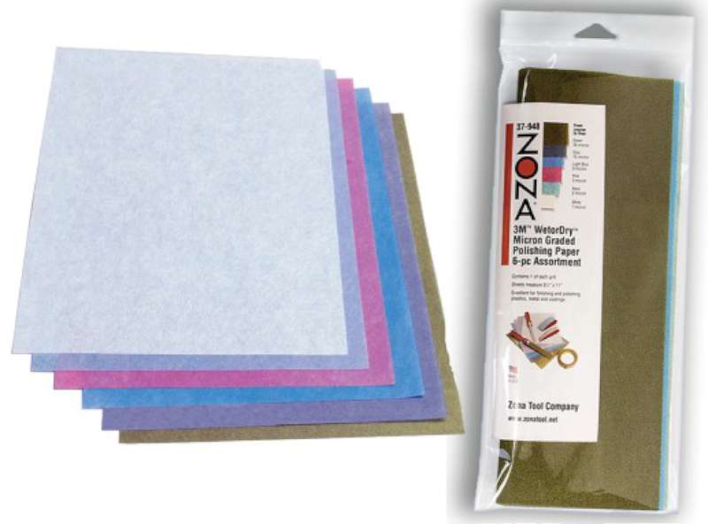 8.5"x11" 3M Wet or Dry Micron Graded Polishing Paper 6pc Assortment