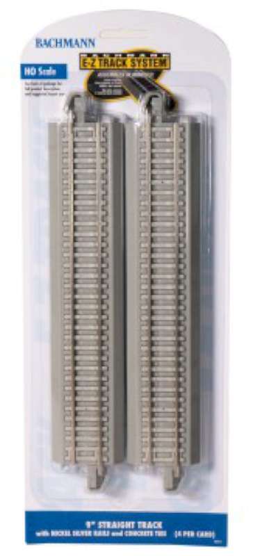 HO 9" Straight Nickel Silver Track w/Concrete Ties (4/Cd)