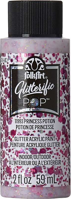 Folkart Glitterific Pop Acrylic Paint 2oz-Princess Potion