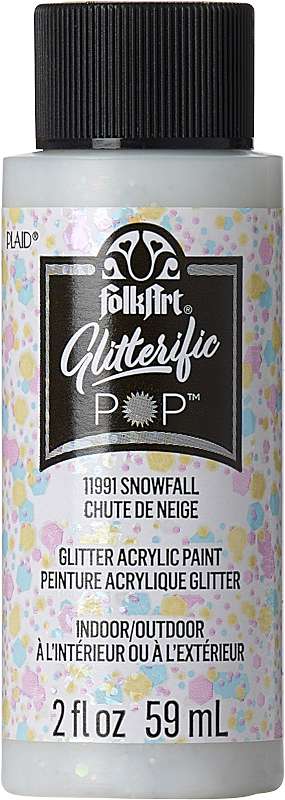 Folkart Glitterific Pop Acrylic Paint 2oz-Snowfall