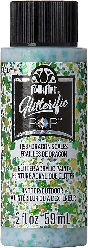 Folkart Glitterific Pop Acrylic Paint 2oz-Dragon Scales