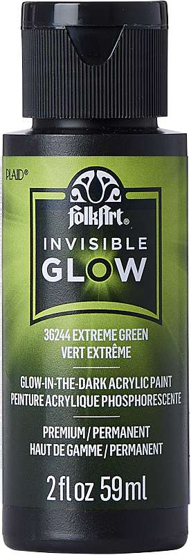 Folkart Invisible Glow Acrylic Paint 2oz-Extreme Green