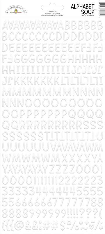 Doodlebug Alphabet Soup Puffy Stickers 6"X13"-Lily White