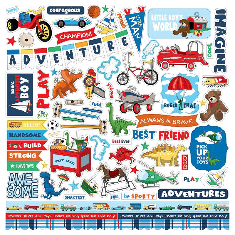 Little Boy Cardstock Stickers 12"X12"-Elements