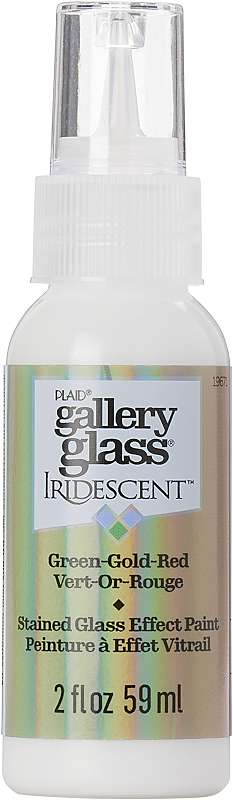 FolkArt Gallery Glass Paint 2oz-Iridescent Green/Gold/Red