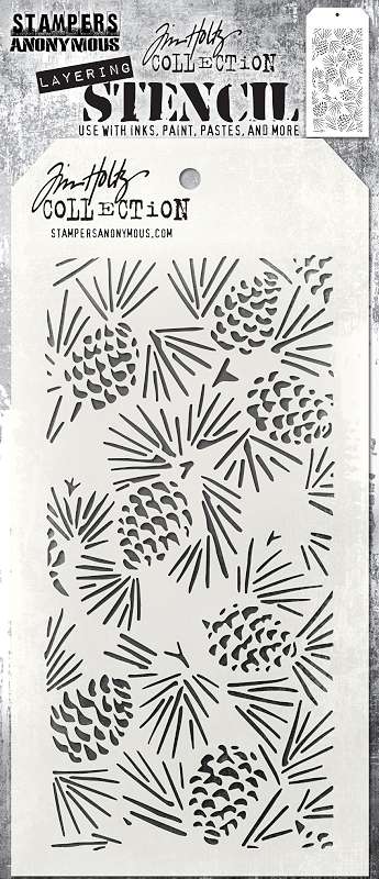 Tim Holtz Layered Stencil 4.125"X8.5"-Pinecones