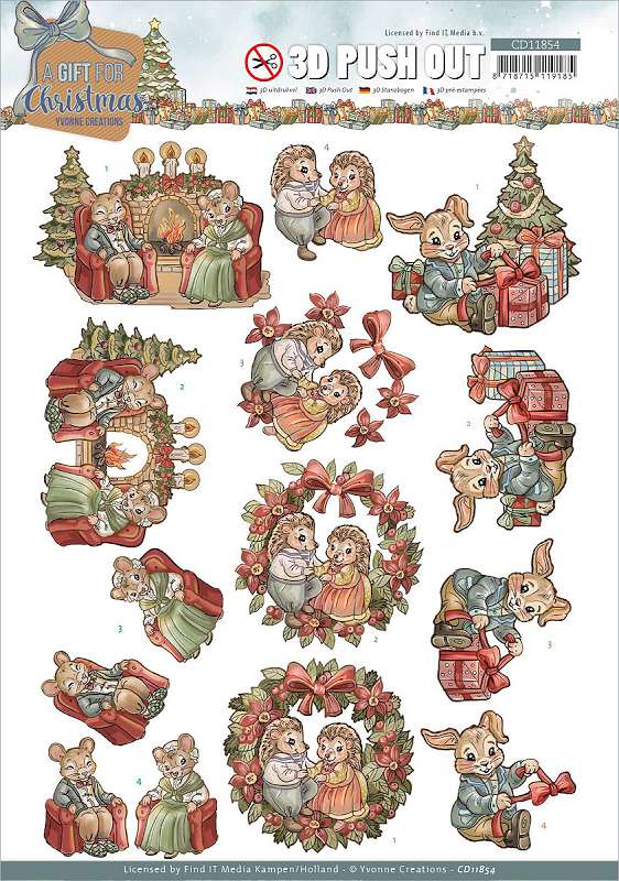 Find It Trading Yvonne Creations Punchout Sheet-Fireplace, A Gift For Christmas