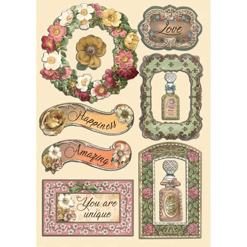 Stamperia Wooden Shapes A5-Rose Parfum