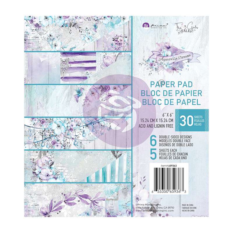 Prima Marketing Double-Sided Paper Pad 6"X6" 30/Pkg-Aquarelle Dreams