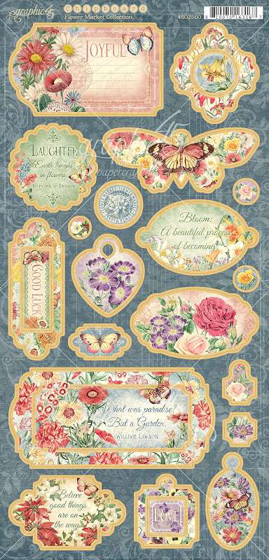 Flower Market Chipboard Die-Cuts 6"X12" Sheet-