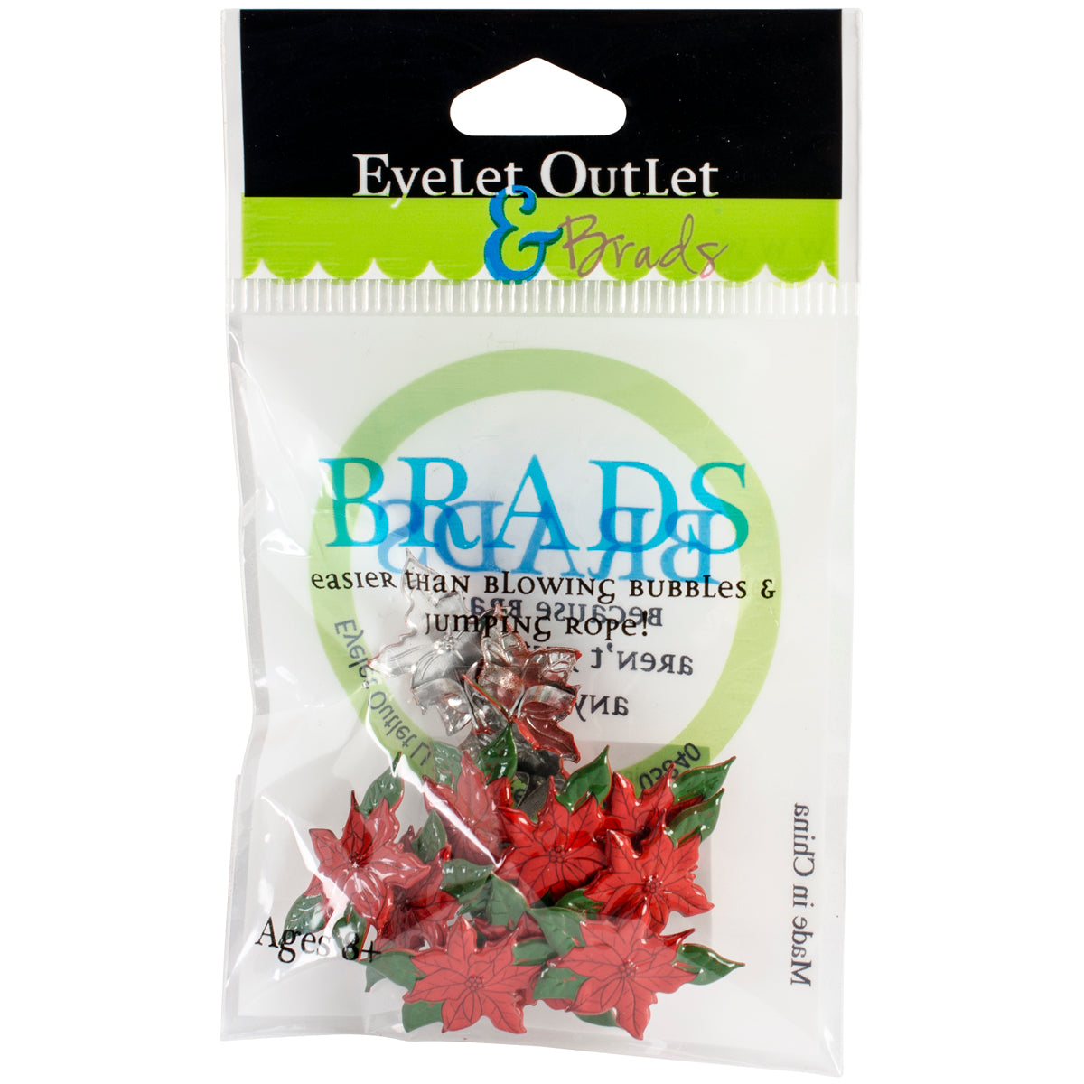 Eyelet Outlet Shape Brads 12/Pkg Poinsettia