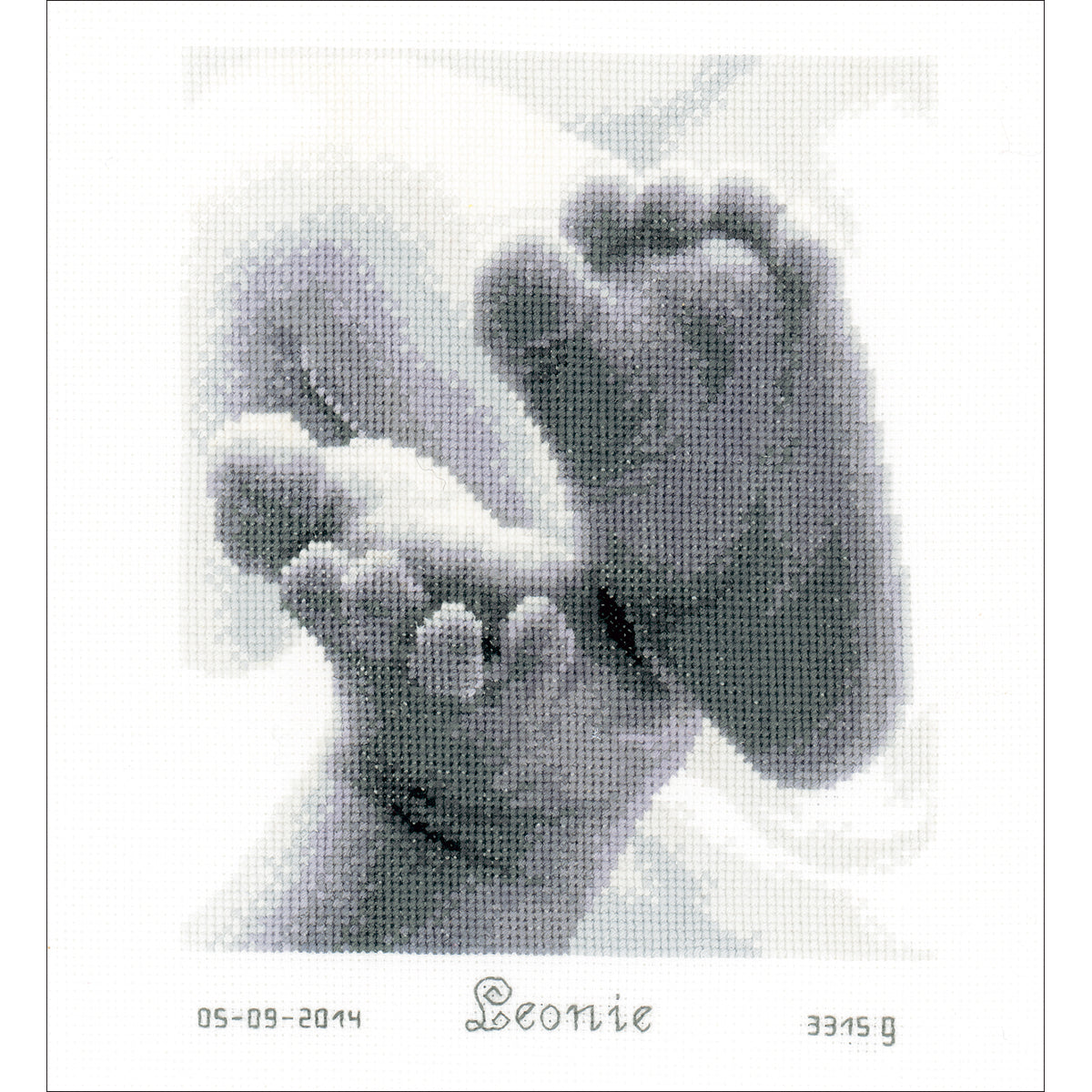 Baby Feet Birth Record On Aida Counted Cross Stitch Kit 7"X8" 18 Count