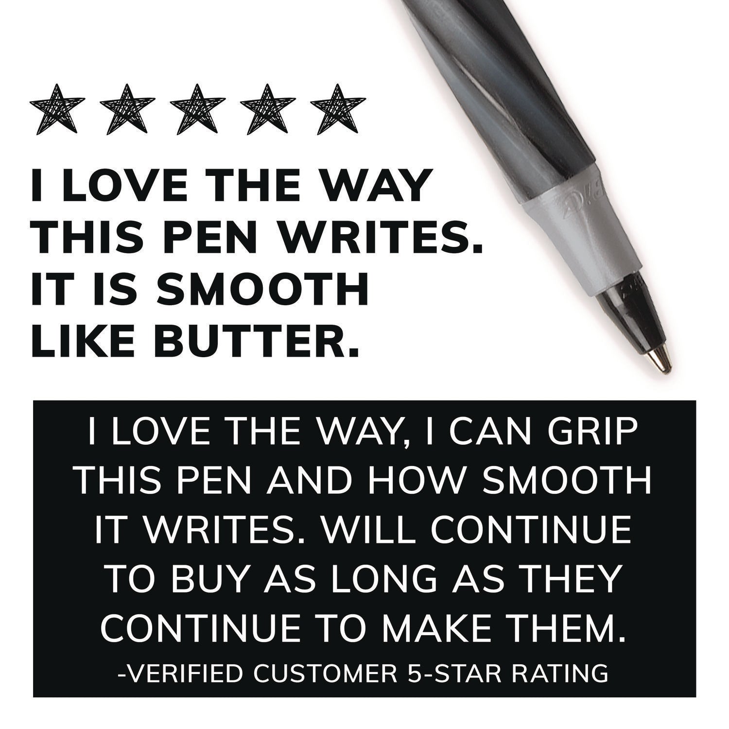 BIC® Round Stic Grip Xtra Comfort Ballpoint Pen, Black Ink, .8mm, Fine, Dozen