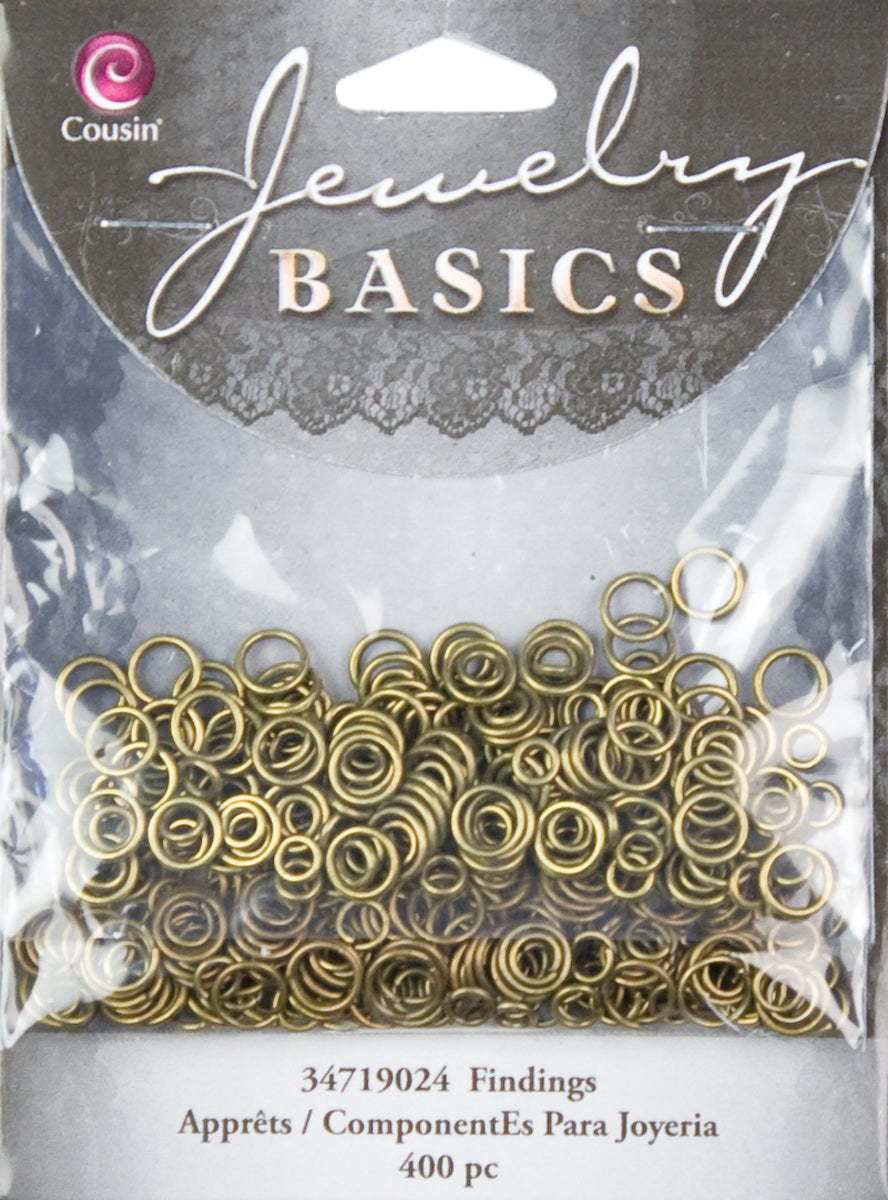 Jewelry Basics Metal Findings 400/Pkg Antique Gold Jump Rings 4mm To 6mm