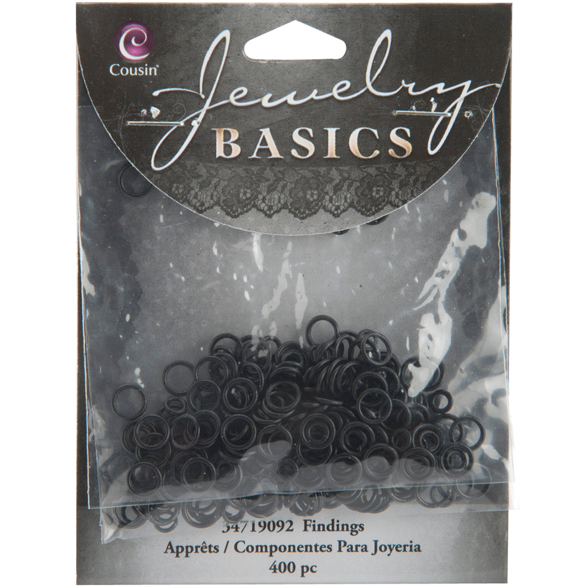 Jewelry Basics Metal Findings 400/Pkg Black Jump Rings 4mm To 6mm